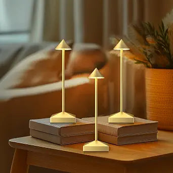 3 Pack Small Gold Rechargeable Cordless Table Lamps Dimmable