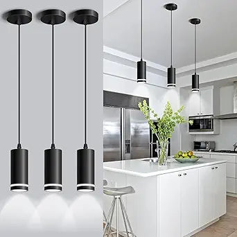 OKELI Mini Pendant Light, Black Modern Pendant Light Fixtures, LED Pendant Lighting for Kitchen Island, COB Lamp Bead, ETL,12W(3 Pack)