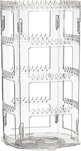 Sooyee 360 Rotating Earring Holder and Jewelry Organizer, Clear