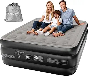 Queen Air Mattress with Built in Pump, 16 Raised Colchon Inflables, 48Hr Leak-Proof, Upgraded Thicker PVC Blow Up Mattress, 3-Min Fast Inflatable Bed for Camping Guests Home Travel, 600 lbs