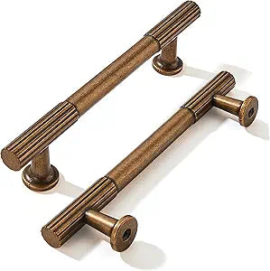 khtumeware 3-3/4 Inch Hole Center 10 Pack Antique Brass Heavy Duty Solid Vintage Brass Cabinet Pulls, Kitchen Drawer Handles, for Dresser cabinets, cabinets, Door cabinets, Hardware