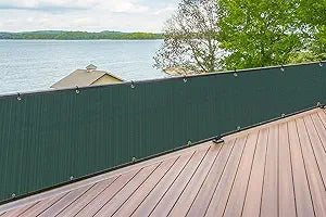 SunnyRoyal 3'x50' Balcony Privacy Fence Screen Apartment Railing Deck Cover, 3FT Outdoor Patio Screens with Zip Ties, HDPE Shade Cloth with Grommets, Mesh Fabric for Porch Backyard, Green