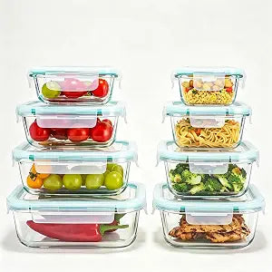 Glass Food Storage Containers with Airtight Lids - BPA-Free, Leak-Proof, Clear - for Lunch Meal Prep & Leftovers Set of 8