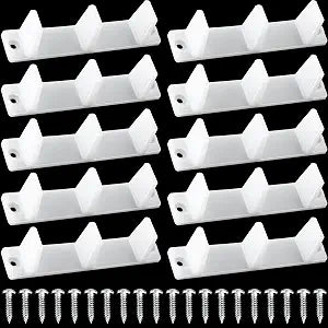 Jetec 10 Pcs Bypass Door Guides Floor Mount Bottom Track 4-3/16 Inch White