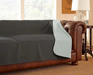 Mambe 100% Waterproof Furniture Cover Blanket for Dogs and Cats, Protection for Bed Couch Sofa Recliner Carpet, Soft Durable Washable Microfleece, Slate-Mist, 70x70 inches