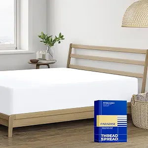 Thread Spread 100% Egyptian Cotton King Fitted Sheet Only - Luxury 1000 Series Paradise Collection Fitted Sheet King Size (White), Silky Soft Cooling 16" Deep Pocket Snug Fit Hotel Bottom Sheet