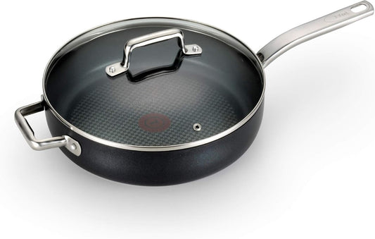 T-fal ProGrade Nonstick Jumbo Cooker W\/Lid & Helper Handle, 5 Quart, Induction, Oven Broiler Safe 500F, Cookware, Non Stick Saute Pan, Deep Frying Pan, Kitchen, Pots and Pans, Dishwasher Safe, Black