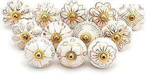 Gold Cabinet Knobs for Dresser Drawers - Assorted Decorative Pull Handle Kitchen Furniture Hardware Rustic Boho Home Decor - Pack of 20