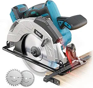Ecarke Cordless Circular Saw 7-1/4" Compatible with Makita 18v Battery,5000RPM Electric Circular Saw with Laser Guide, 2 Blades(24T & 40T), 0-45 Bevel Cutting, Max 2-1/4" Depth for Wood (Tool Only)