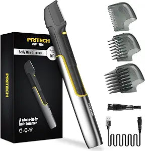 PRITECH Body & Pubic Hair Trimmer for Men Electric Back Shaver for Men
