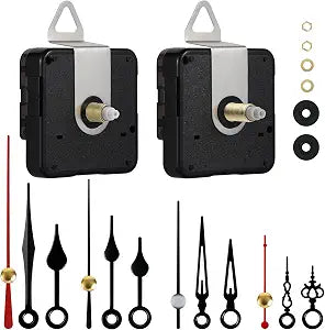 2 Set Silent Quartz Clock Movement Kit - 4 Pairs Short Hands, 2 Shaft Lengths for 2-13 mm Faces 3-7 Inch Mini Clocks, Battery Operated DIY Repair (Shaft 22.7mm - Thread 16.5 mm)