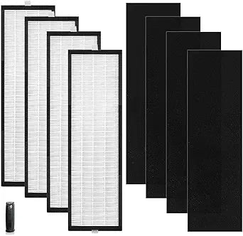 For TF60 TF60-Pure T500 Filter Replacement True HEPA Filter Carbon for Breathe Smart Tower Air Purifier (Includes 4 Hepa & 4 Carbon Filters)