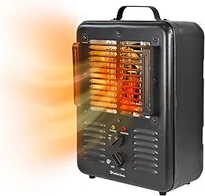 Comfort Zone 1500W Milkhouse Style Utility Space Heater Γ Portable Workshop & Garage Electric Heater with Adjustable Thermostat, 2 Heat Settings & Fan Γ All-Metal Housing & Safety Tip-Over Switch