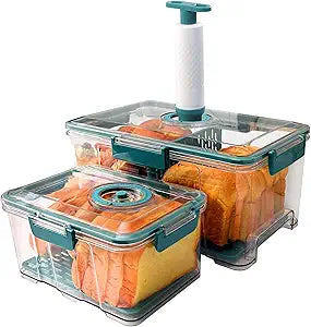Bread Box for Homemade 2 Pack 7.5L +2.5L Large Sizes, Airtight Bread Container with Time Recording Lid Storage for Kitchen Countertop, Toast and Cookies(Green)