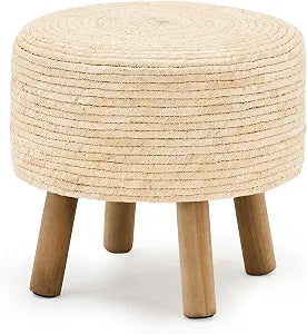 Natural Grass Weave Pouf Ottomans Round Footstool Handmade Bohomian Decor