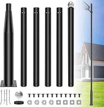 CEDIO Solar Street Lights Pole 20ft Tall, Street Light Installation Pole, Outdoor Street Lamp Post with Base, Solar Street Light Accessory for Backyard, Street, Patio, Exterior House (20FT)
