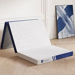 Avenco Folding Mattress Topper Twin, Trifold Mattress 4 Inch Memory Foam for Guest Room/Caravan/Camping/Travel Mattress, Tri Folding Mattress Portable with Removable Cover & Non-Slip Bottom