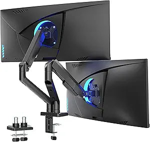 ARES WING Dual Monitor Mount, Heavy Duty Monitor Arms for 2 Monitors for 17-35 Inch, Fully Adjustable Monitor Desk Stand Ultrawide Screen, VESA 75x75 or 100x100mm, Black