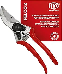 Felco F2 Pruning Shears  9.25" Swiss-Made Garden Clippers for Professional Pruning | Hand Pruners for Gardening | Garden Tool Cutter with Precision Bypass Blade, Aluminum Body, Replaceable Parts