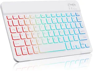 Lightup Wireless Bluetooth Keyboard for iPad Air/Pro/Mini, iPad A17, A16, M2, M3, M4, M5, MacBook, Chromebook etc. Rechargeable Slim Portable, IOS Windows Android Lighting Tablets Keyboard - Black