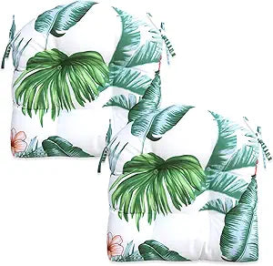 Indoor/Outdoor Chairpad With Ties, Patio Furniture Chair Cushions, Rocking Chair Cushions, Seat Cushions (Hawaiian, 19 * 19)