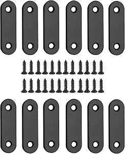 Jiozermi 12 Pcs Straight Brace 2" x 0.6", Matte Black