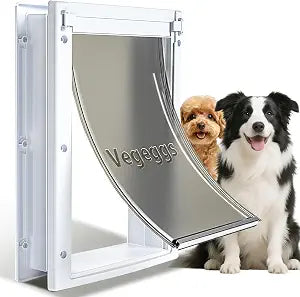 Dog Door for Daily in & Out Access, Magnetic Pet Door with Slide-in Locking Panel, Easy Install Doggy Door for Wood, PVC, Metal & Panel Doors, 8 1/8" x 13 2/5" Doggie Door for Dogs Up to 40 lb Pets M