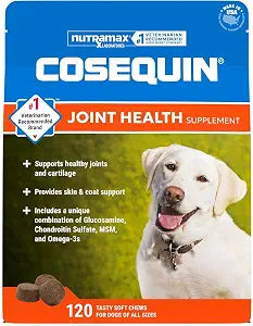 Nutramax Cosequin for Dogs Joint Health Supplement, Contains Glucosamine, Plus Chondroitin, MSM and Omega-3s, Supports Joint and Skin and Coat Health, Soft Chews, 120 Count