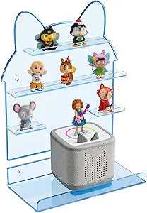 NIUBEE Tonies Shelf Non-Magnetic, Acrylic Wall Mount Floating Shelf, Tonies Storage with Anti-Fall Lip and Charging Cable Hole for Toniebox,for Kids Bedroom Playroom Decor