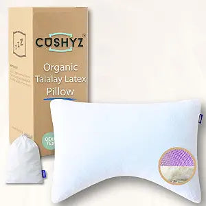 Premium Organic Talalay Latex Pillow  28x20 Curved Design with Cooling 3D Honeycomb Cover, Ergonomic Neck & Shoulder Support, Adjustable Loft for Side, Back & Stomach Sleepers