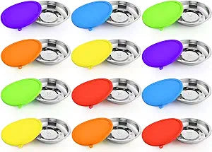 Patelai 24 Pcs Stainless Steel Dog Bowls with Silicone Lids Portable Food and Water Dishes for Pets Sealable Containers for 6.3" for Cats & Small Dogs (Red,Blue,Green,Purple,Yellow,Orange)