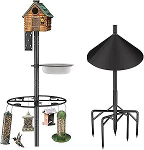 Bird Feeder Pole Stand,95 Inch House Pole for Outdoors Weather Station,Heavy Duty Metal Mount Kit Adjustable Multifunctional Bird Feeder Set