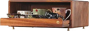 Wooden Coffee Station Storage Rack with Drawers - Cup Rack and Coffee Machine Stand, Kitchen Counter Coffee Bar Storage Rack, Desktop Stand