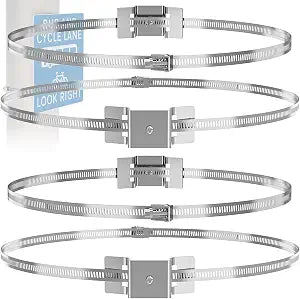 ZhouDaShu 4 Pcs Sign Mounting Brackets for Larger Poles, Adjustable Street Sign Mounting Hardware with Pole Clamps, Pole Mounting Kit for Water Heater Expansion Tank,Security Camera,Solar Light Panel