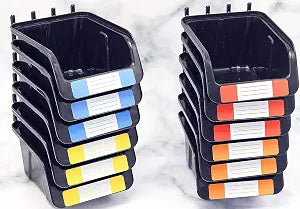 Colorstorm Pegboard Bins Kit 12 PACK Black Pegboard Parts Storage Tool Peg Borad Workbench Bins Organize Hardware,Attachments,Accessories (12 Pack)