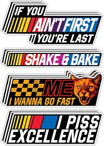 (12pcs) Shake and Bake Sticker - 5 Inches, Shake n Bake Sticker, If You Ain't First You're Last Racing Quote Stickers, Funny Stickers for Car, Truck, Bike, Helmet, Motorbike, Laptop, Window