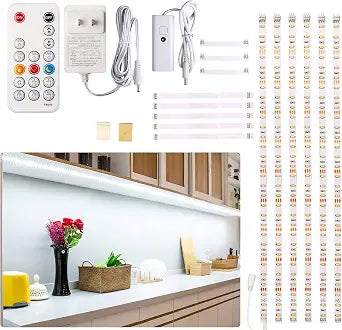 WOBANE 9.8ft Under Counter Light, Dimmable LED Cabinet Lighting with Remote