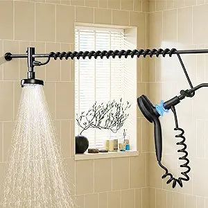 Dual Shower Head with Magnetic Handheld, High Pressure Double Shower Head for Two People Rod, 2 Showerhead System for Couples, Adjustable Slider, Renter-Friendly, SPA-Like, Gift for Women Men, Black