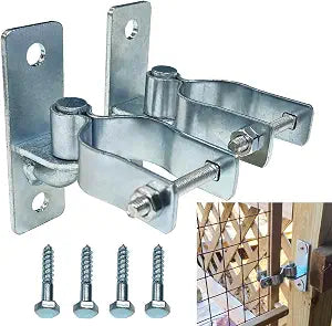 2Pcs Heavy Duty Gate Hinges, 1-3/8" Wall Mount Hinge for Chain Link Fence & Wood Gate, Steel Outdoor Gate Hardware, Farm Gate Hinges & Fence Parts