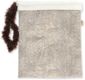 P.L.A.Y. Cat Crinkle Sack with Feather for Indoor Cats & Kittens - Collapsible Tunnel Bag, Interactive Hide & Seek Cat Toy, Sleeping Bag - Made with Cozy Plush Upcycled Materials (Ash Gray Chocolate)