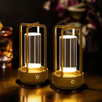 Cordless Table Lamp Rechargeable Small Crystal Lamp, Gold