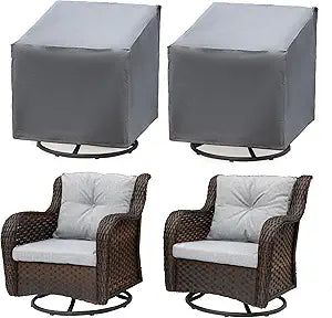 Patio Chair Covers 2 Pack, Outdoor Chair Covers Waterproof 600D Heavy Duty, All-Weather Patio Furniture Covers for Outdoor Swivel Chairs, Lawn Wicker Sofas & Rocking Chairs, Grey