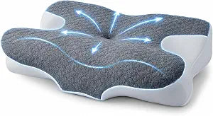 Ergo Cervical Neck Pillow for Sleeping, Contour Memory Foam Pillow for Pain Relief, Side Sleeper and Snoring Relief, Orthopedic with Ergonomic Support
