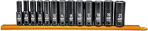 GEARWRENCH 13 Pc. 3/8" Drive 6 Pt. Deep Impact Socket Set, Metric - 84914N