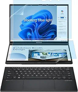 4 Pack Blocking Blue Light Screen Protector for New 2025-2024 ASUS Zenbook Duo 2-in-1 Laptop Dual 14 OLED (UX8406) Touch Display- Anti Blue Light Glare Shield (2 Sets - Primary and Secondary Screens)