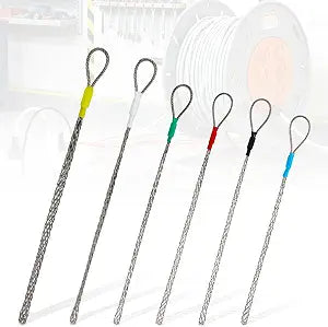 6 Pack Wire Mesh Cable Pulling Grips, Fit 0.16-0.98 in Cables