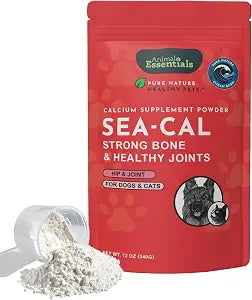 Animal Essentials Sea-Cal - Pure Seaweed Calcium Powder for Dogs with Magnesium, Joint Supplement for Dogs & Cats for Healthy Bones & Teeth, Joint Health, Vegan Icelandic Seaweed Calcium - 12 oz