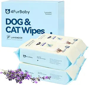 8" x 8" Dog Wipes for Paws and Butt, Lavender, 400 Count | Hypoallergenic and hydrating pet grooming wipes for dogs, cats, and daily care.