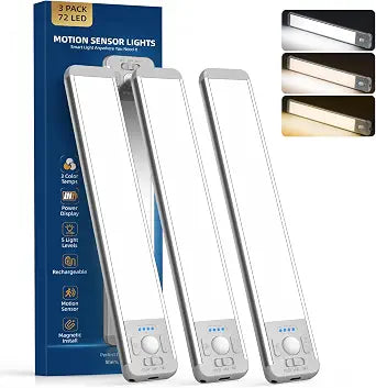 Under Cabinet Lighting Wireless, 2200mAh Motion Sensor Light Indoor, 3 Pack