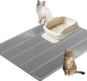 Cat Litter Mat 51x25.6in, Silicone Litter Box Mat, Waterproof Litter Trapping Mat for Cats, Washable Non-Slip Large Cat Litter Mat, Easy Clean & Reusable Pet Mat for Multiple Cats